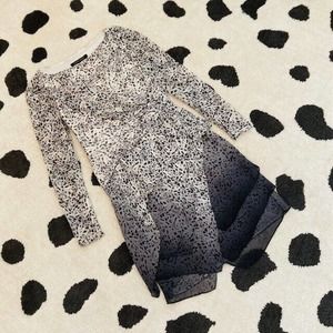 Cynthia Steffe $295 Size 4 Silk Animal Print Black White Gray Ombre Sheath Dress